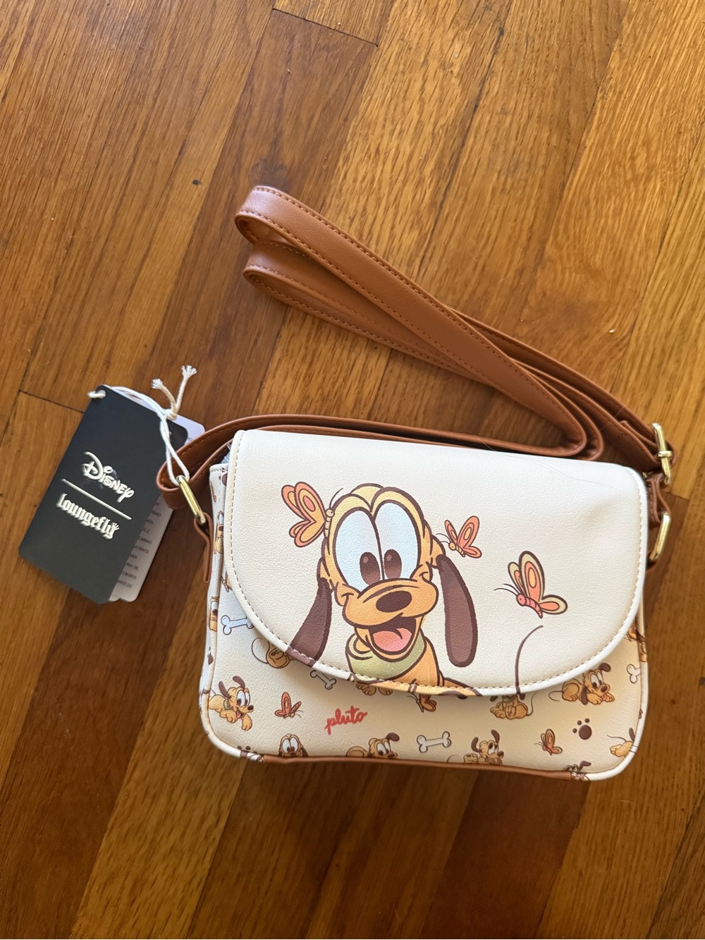 Loungefly Cream & Tan Disney Pluto Crossbody Bag